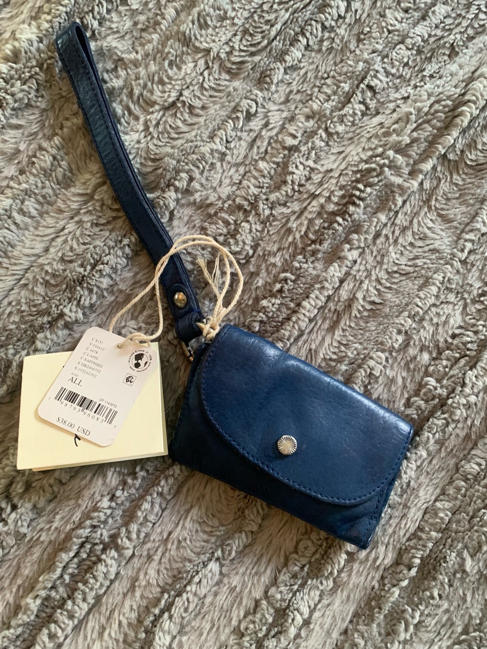 Free People Navy Blue Leather Bag Lanyard, NWT